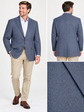 Chaps Mens 44L Blazer Sport Coat Lot of 2 Navy Microcheck Long 2 Button